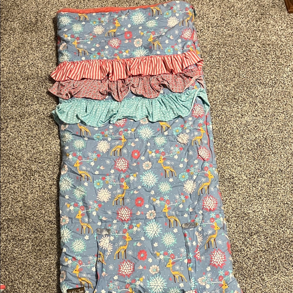 Matilda Jane Colorful Kids Sleeping Bag with Deer and Floral Print